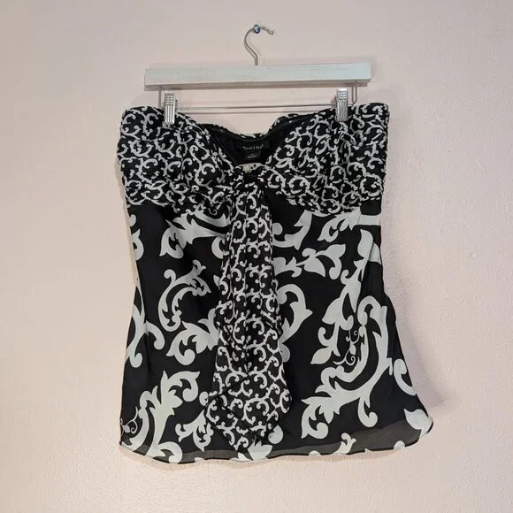 Black White Mixed Print Strapless Tube Top -Mob Wife - Baroque - Size 14 - Picture 2 of 7